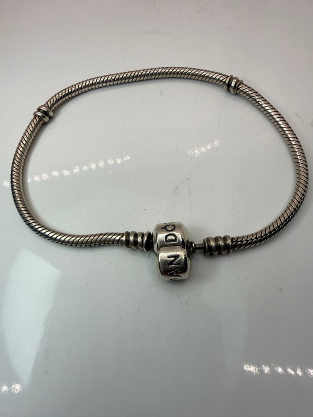 Pandora Moments Snake Chain Bracelet 925 Sterling Silver 8.25”